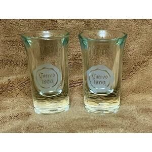Cuervo 1800 Heavy Curved Frosted Logo Shotglasses (2)